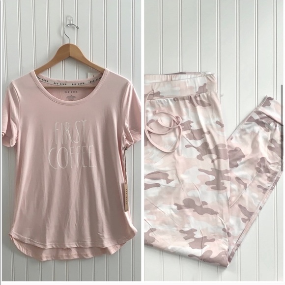NWT Rae Dunn first coffee camo pajama pj set - Picture 3 of 3